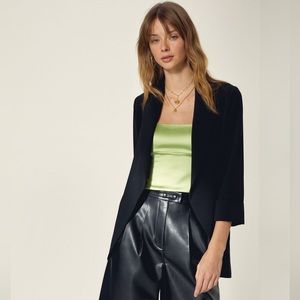 Aritzia Wilfred Black Chevalier Open Jacket Blazer